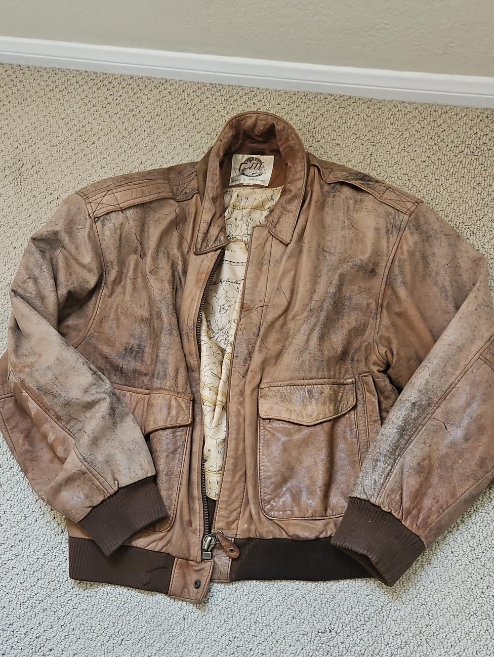 Vintage 80s Leather Bomber Jacket